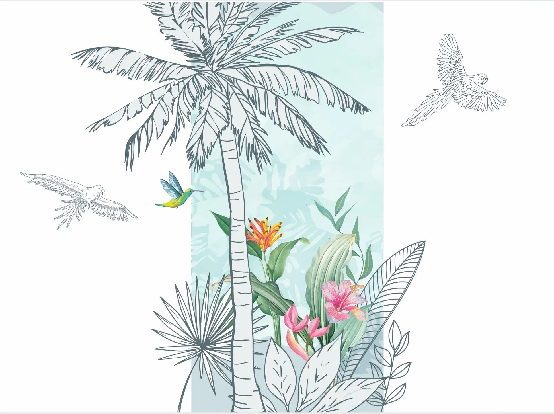 Palmier Azur - Motifs échappés Dywall