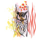 Hibou Graphique - Sticker mural Dywall