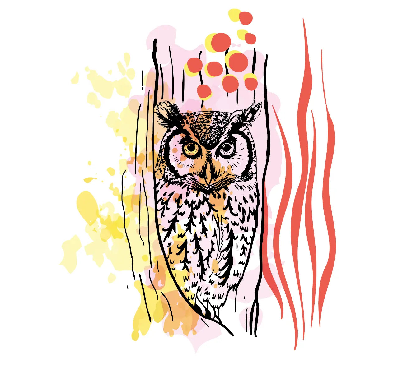 Hibou Graphique - Sticker mural Dywall