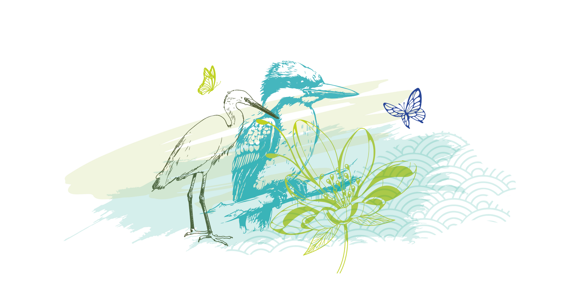 Rencontre au bord de l'eau - Sticker mural Dywall
