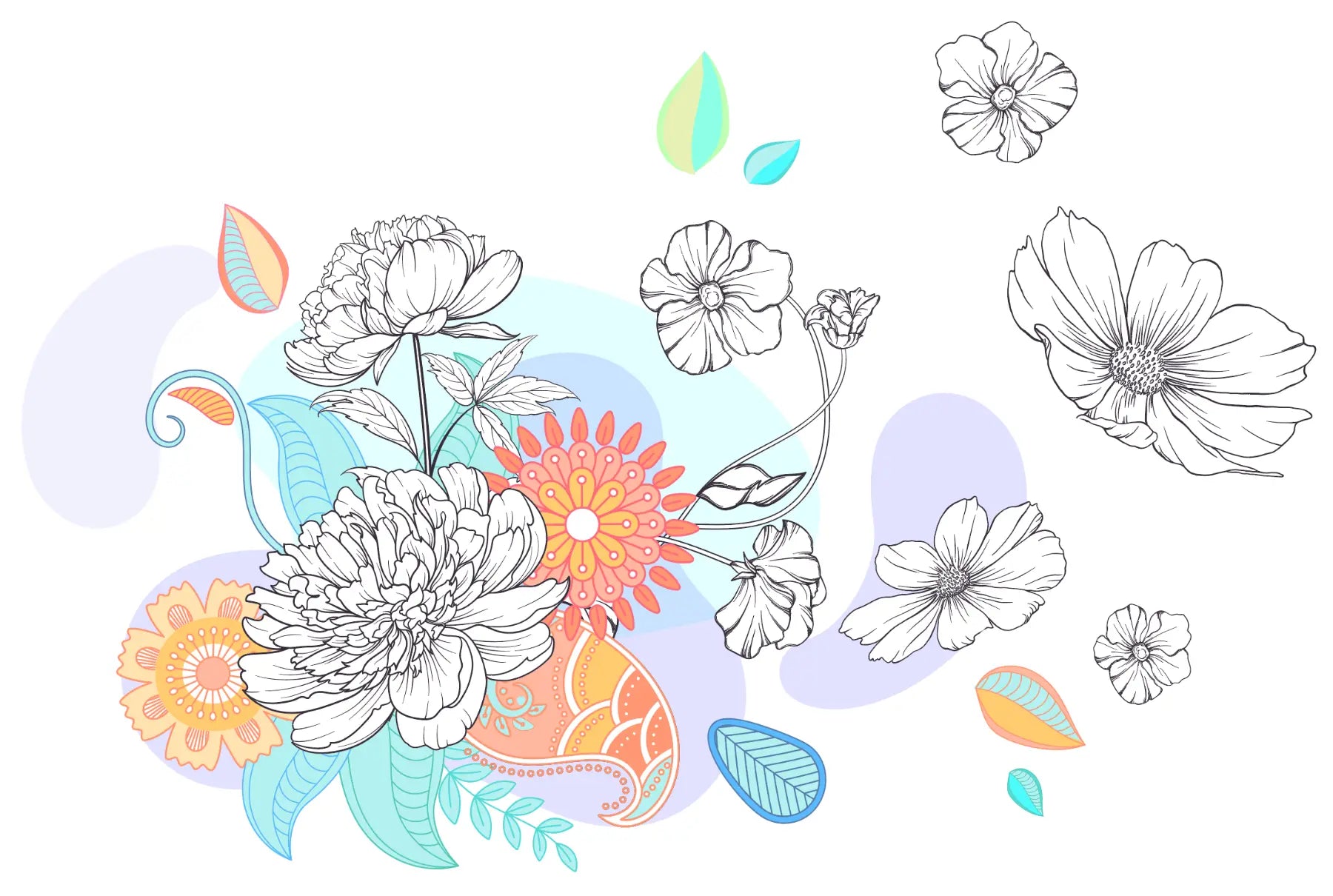 Fleurs légères - Sticker mural Dywall