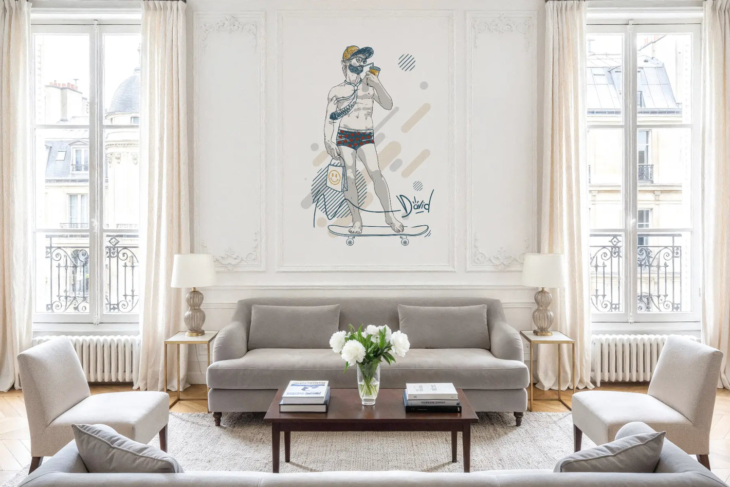 Skateur parisien - Sticker mural Dywall