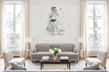 Skateur parisien - Sticker mural Dywall