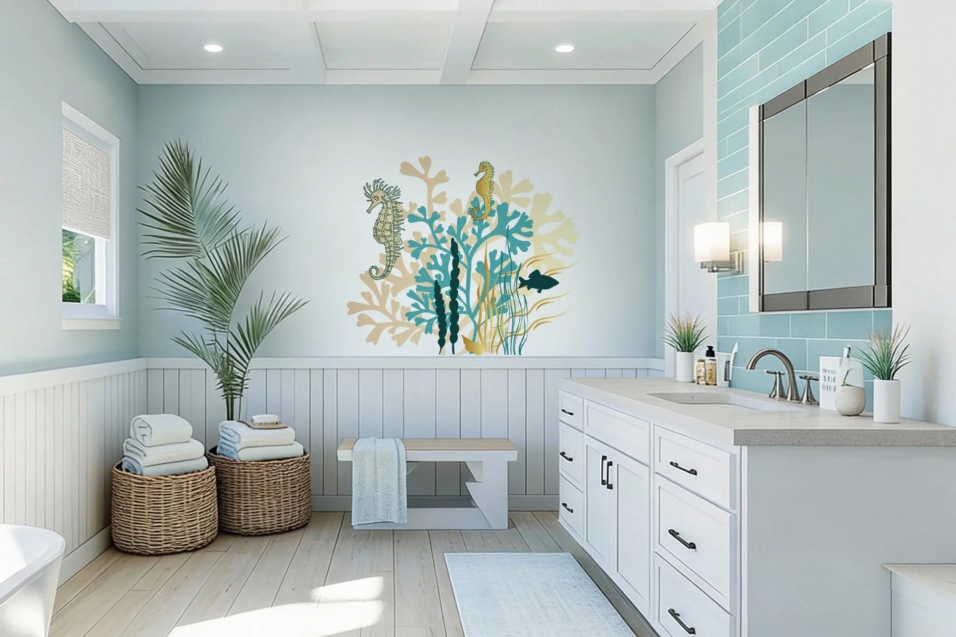 Sticker mural - Hippocampes & fonds marins Dywall