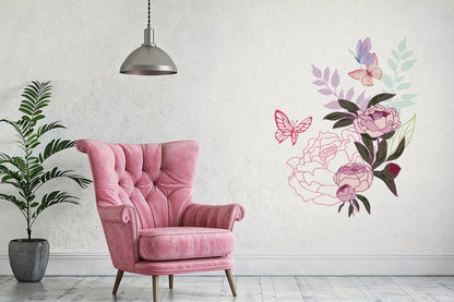 L'Envolée de Pivoines - Sticker mural Dywall