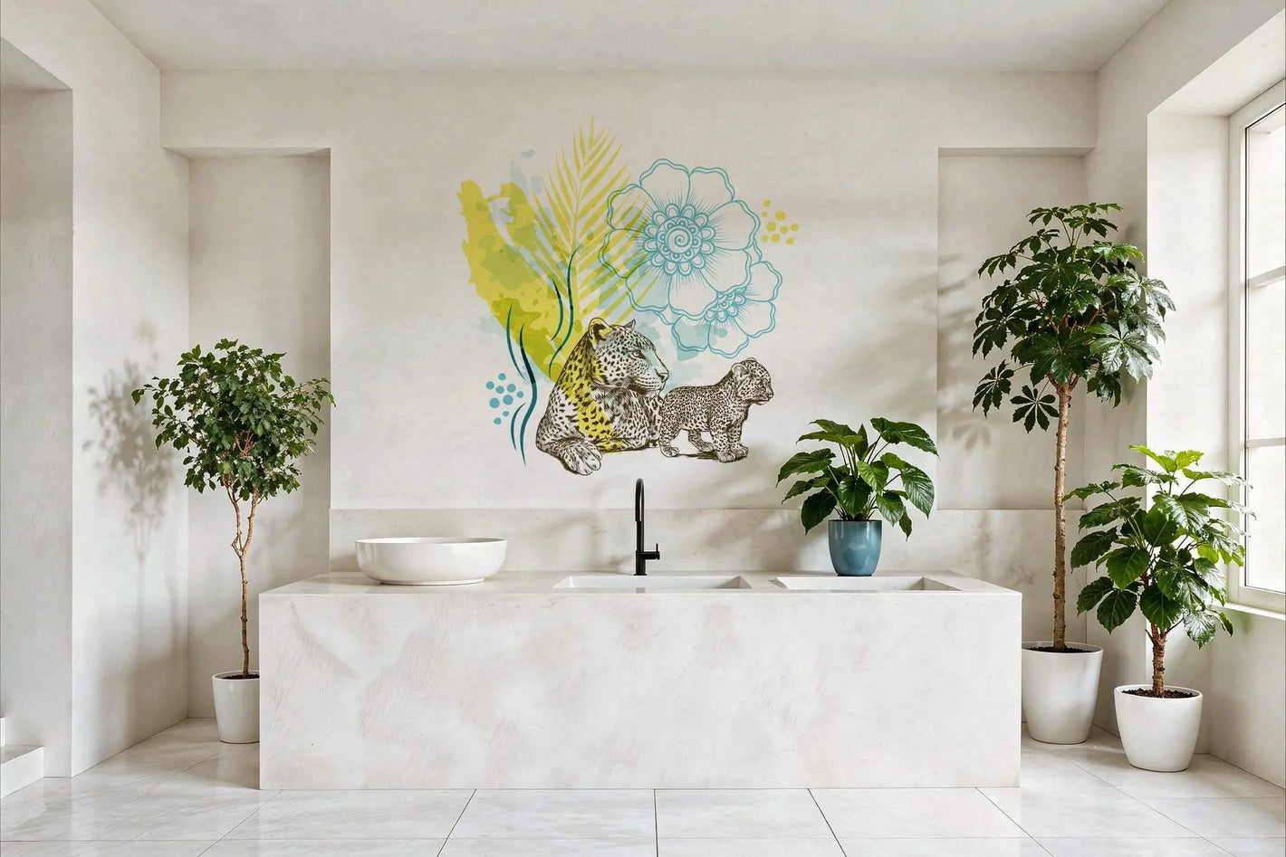 Panthère Fleurie - Sticker mural Dywall