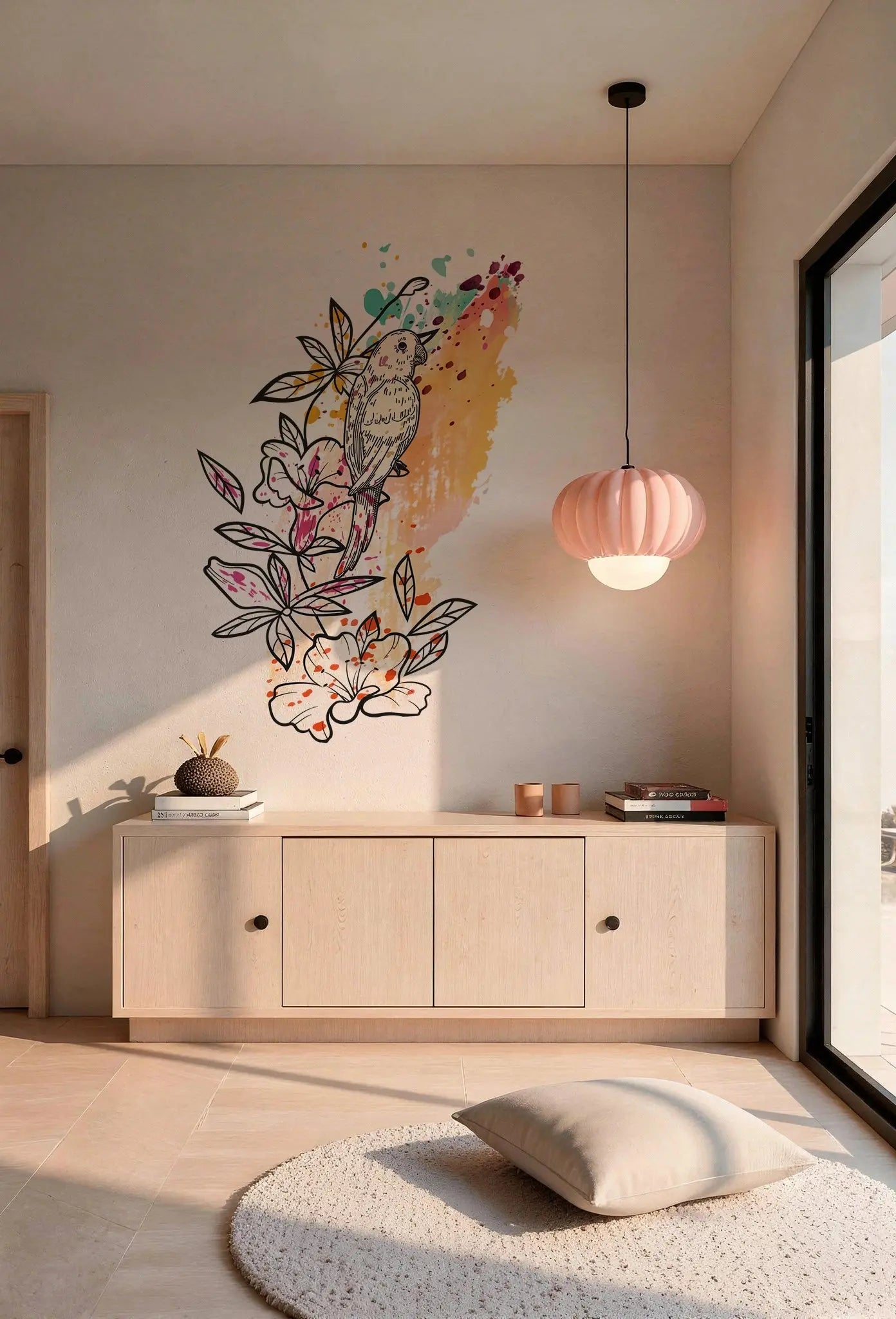 Oiseau Aquarelle - Sticker mural Dywall