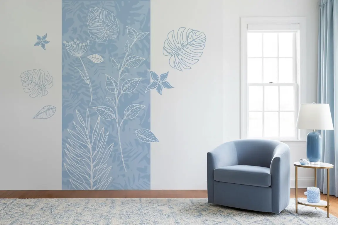 Herbier Bleu - Motifs échappés Dywall